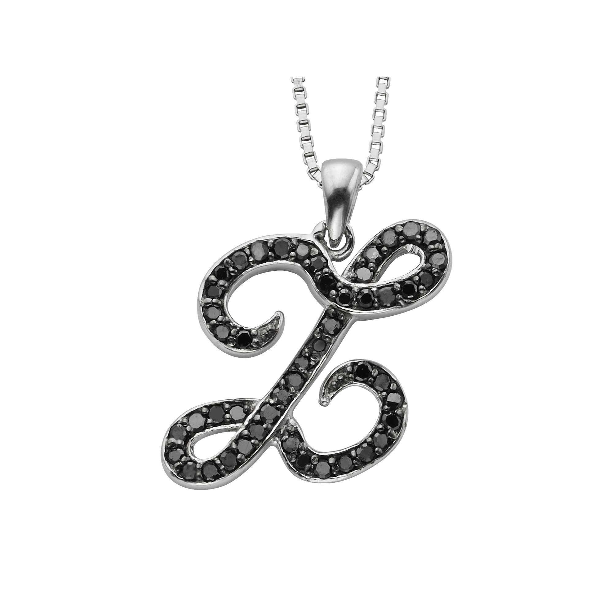Jewelexcess Sterling Silver 1/4-ct. T.W. Black Diamond Initial Pendant, Wo
