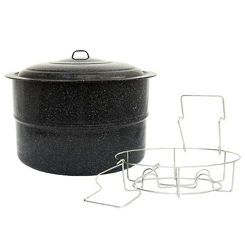 Black Granite Ware 33Quart Canner with Jar Rack Canning Cookware Canning