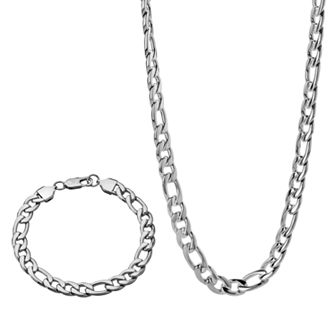LYNX Stainless Steel Curb Chain Necklace and Bracelet Set