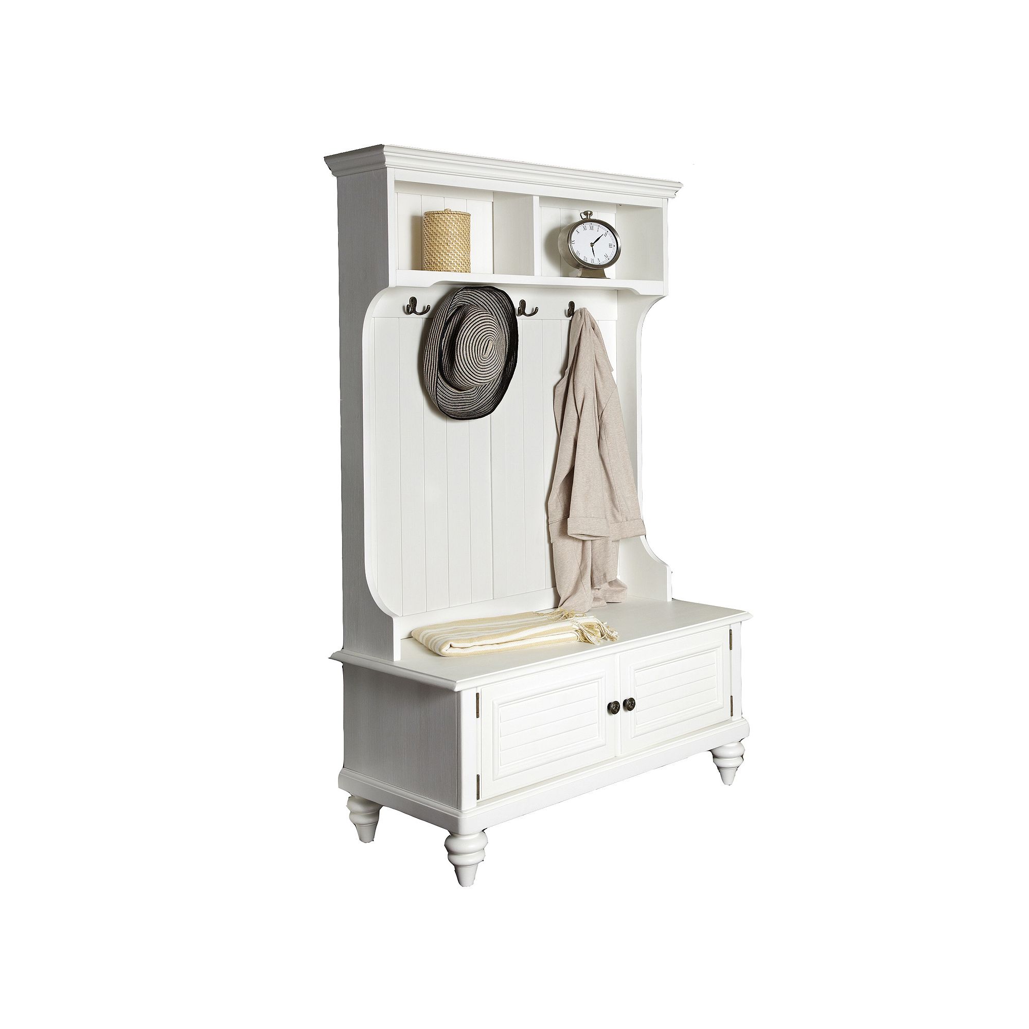 Bermuda Hall Tree Stand, Brushed White