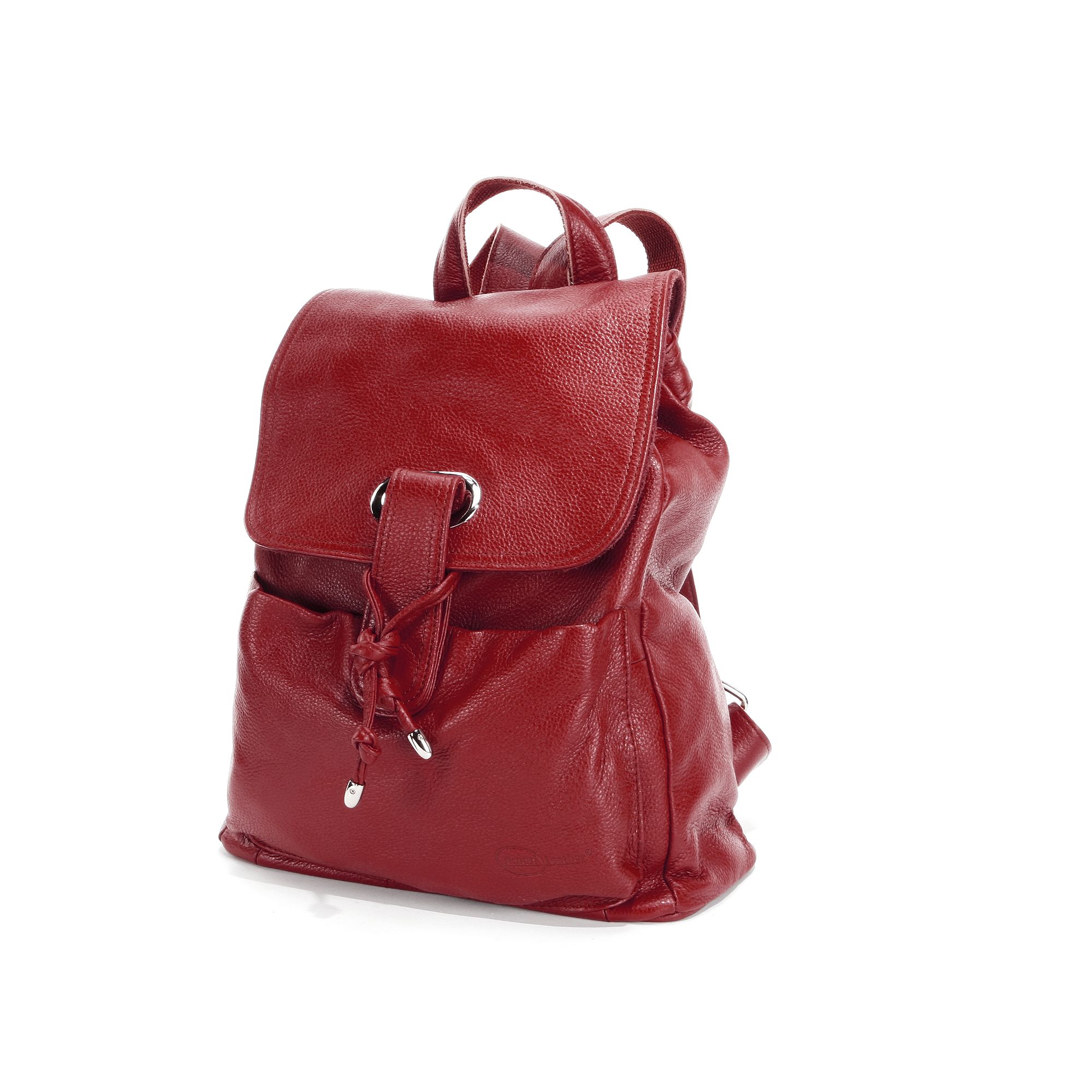 AmeriLeather Miles Leather Backpack, Red