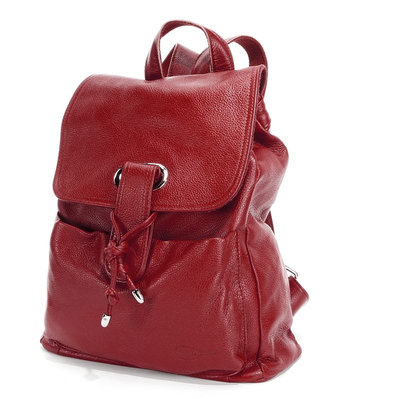 AmeriLeather Miles Leather Backpack, Red