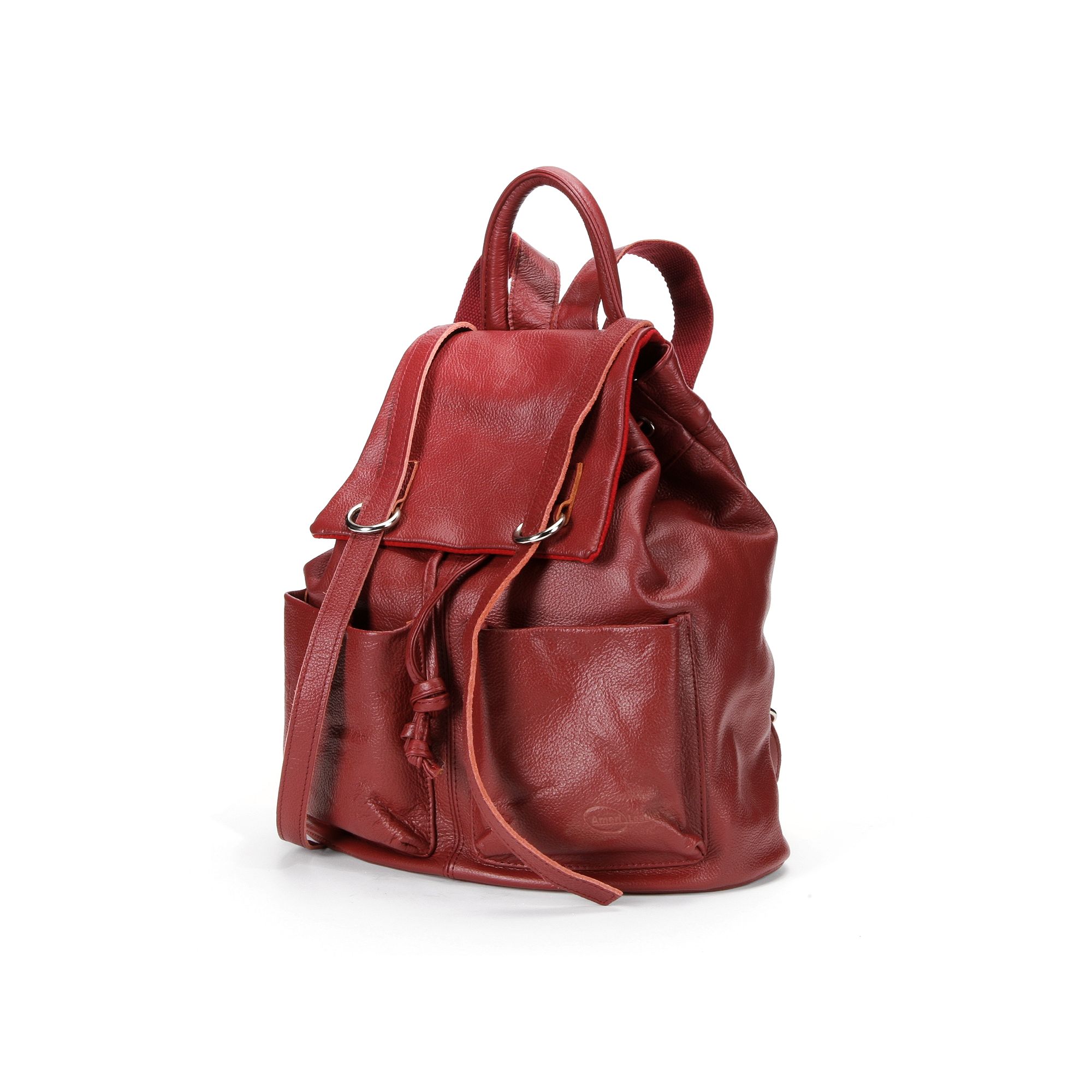 AmeriLeather Chief Leather Backpack, Red