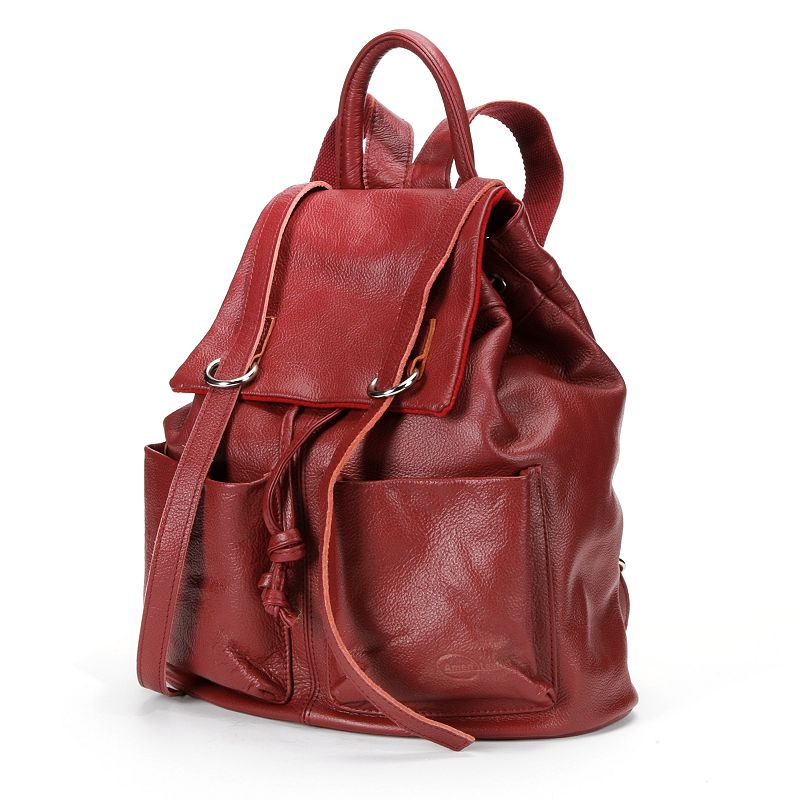 AmeriLeather Chief Leather Backpack, Red