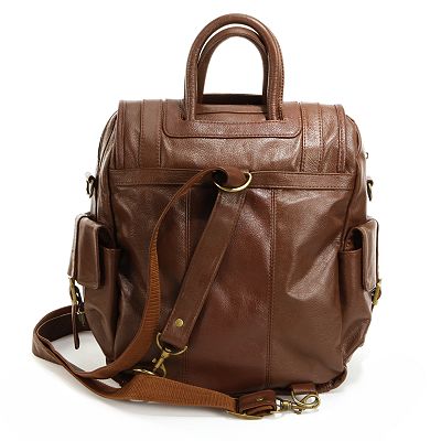 Amerileather Leather Three Way Backpack Brown