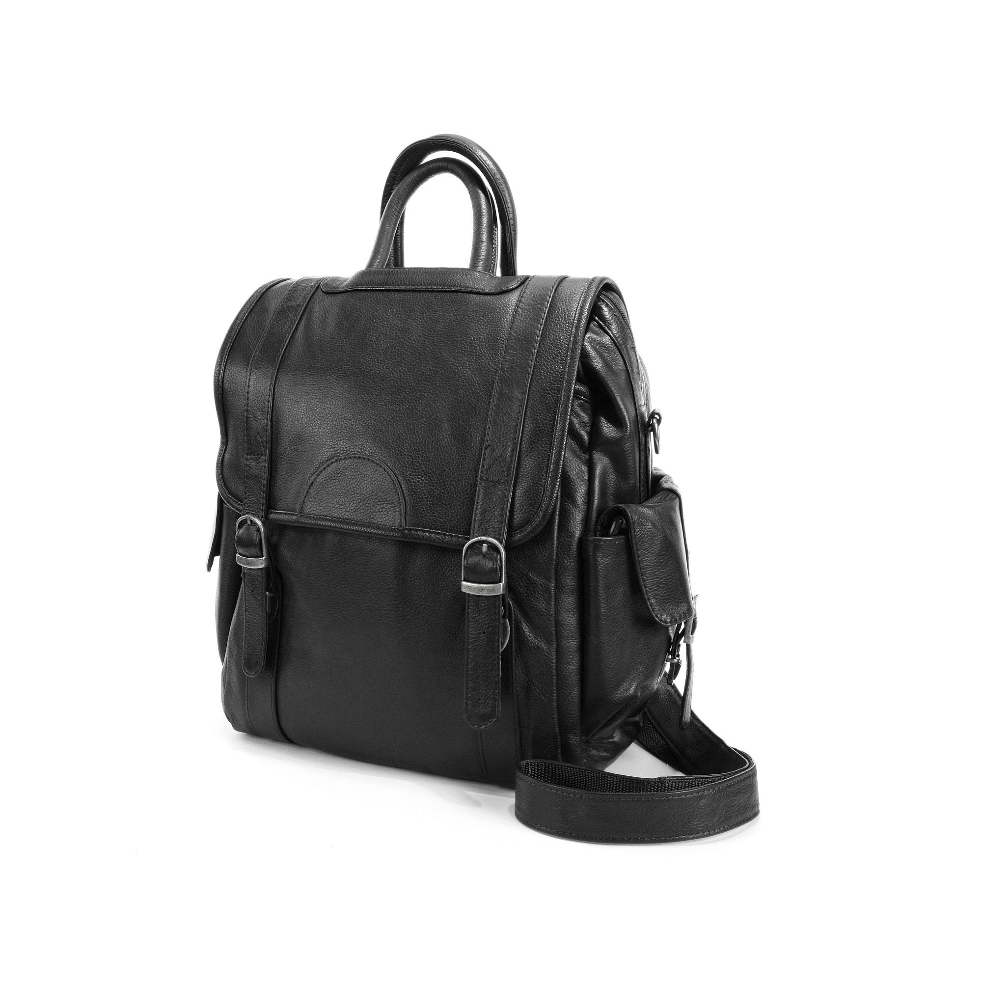 AmeriLeather Three Way Leather Backpack, Black