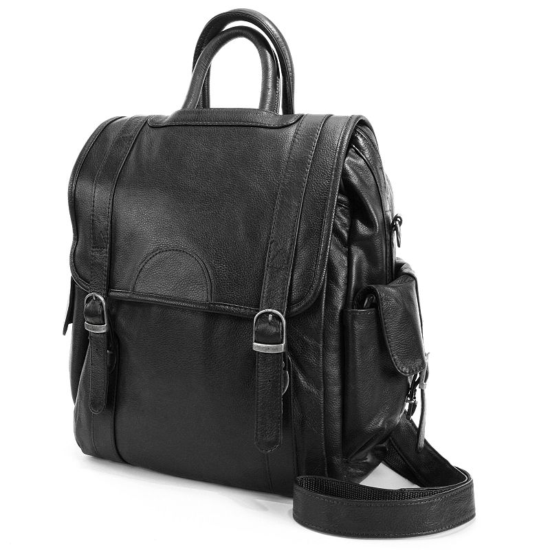 AmeriLeather Three Way Leather Backpack, Black