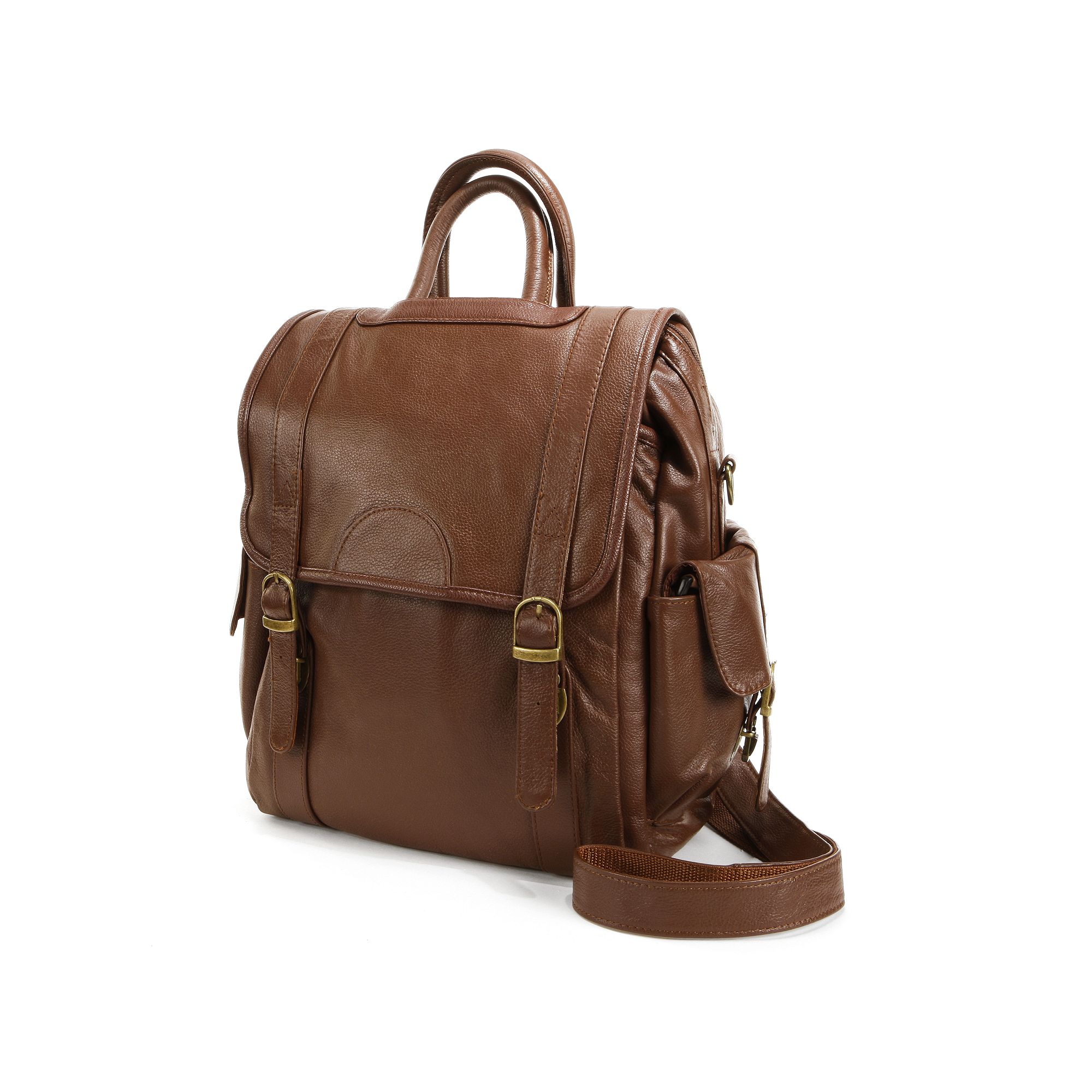 AmeriLeather Three Way Leather Backpack, Brown