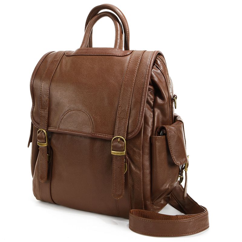 AmeriLeather Three Way Leather Backpack, Brown