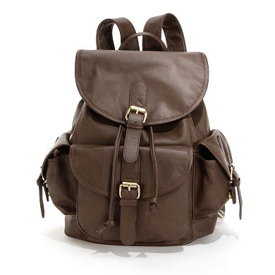 AmeriLeather Urban Buckle Flap Leather Backpack