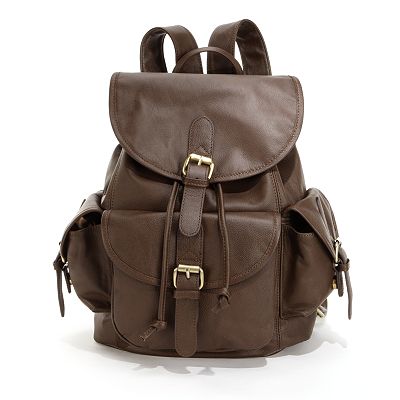 Amerileather Urban Buckle Flap Backpack; Dark Brown