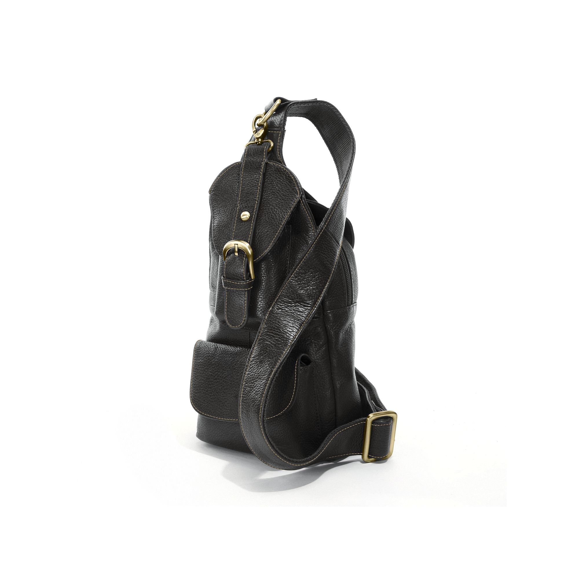 AmeriLeather Grylls Sling Mini Leather Backpack, Black