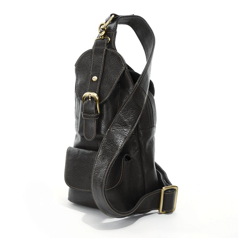 AmeriLeather Grylls Sling Mini Leather Backpack, Black