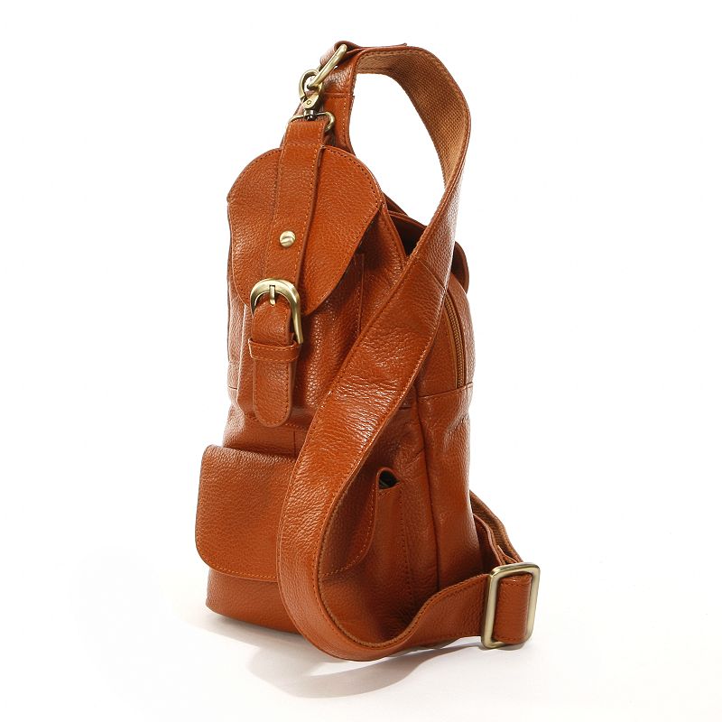 AmeriLeather Grylls Sling Mini Leather Backpack, Brown