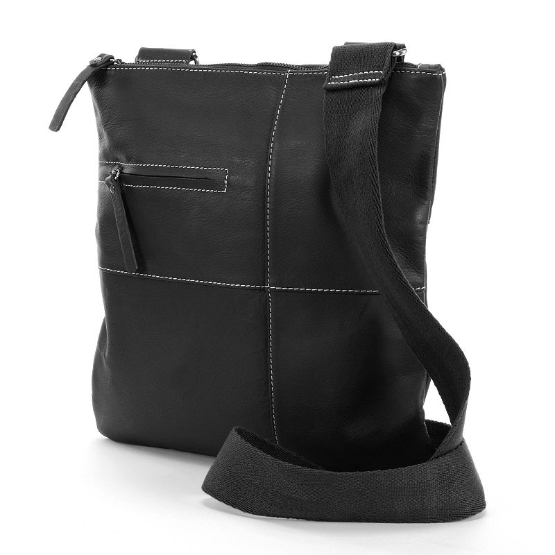 AmeriLeather Slim Leather Crossbody Bag, Black