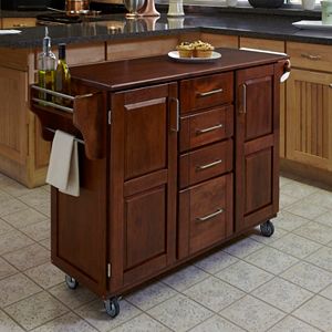 Cherry-Top 4-Drawer Kitchen Cart
