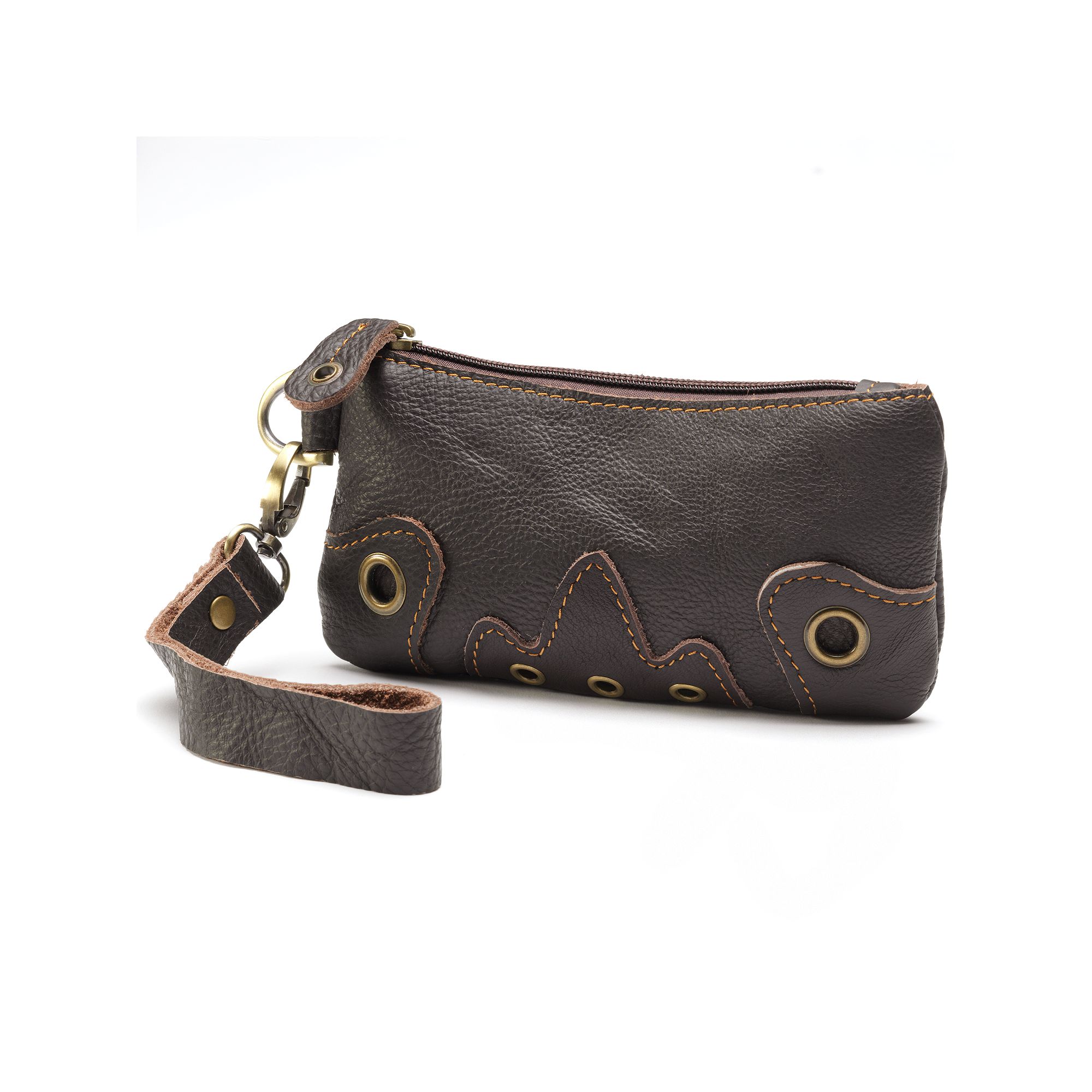 AmeriLeather Okra Wristlet, Dark Brown