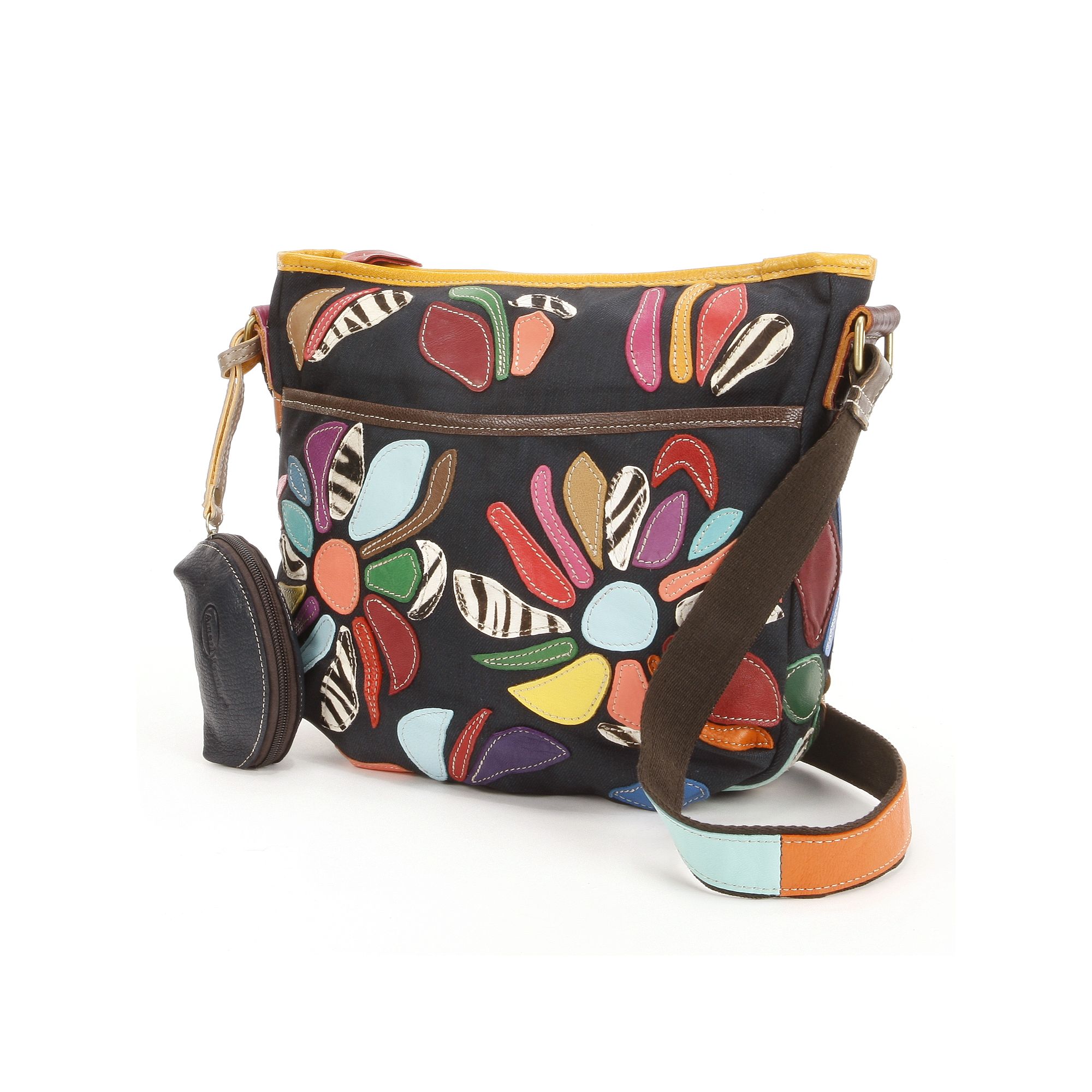 AmeriLeather Tansy Leather Mini Crossbody Bag, Rainbow