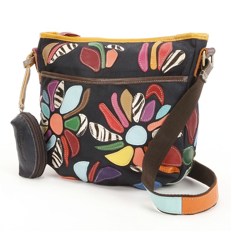 AmeriLeather Tansy Leather Mini Crossbody Bag, Rainbow