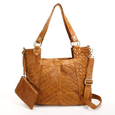 AmeriLeather Hazelle Leather Convertible Shoulder Bag