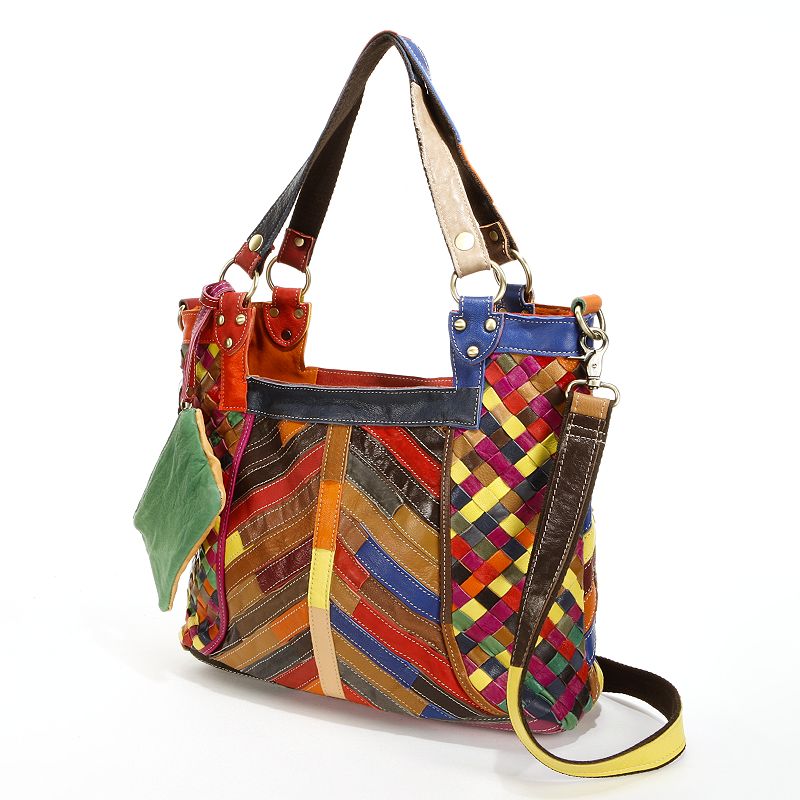 AmeriLeather Hazelle Leather Convertible Shoulder Bag, Rainbow
