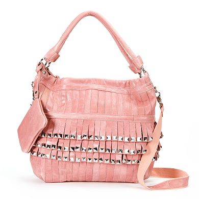 AmeriLeather Tutu Studded Leather Patchwork Shoulder Bag