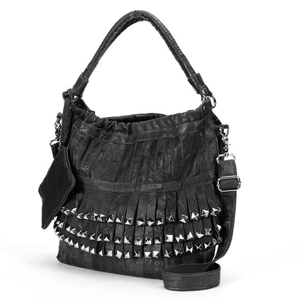 AmeriLeather Tutu Studded Leather Patchwork Shoulder Bag