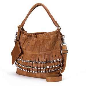 AmeriLeather Tutu Studded Leather Patchwork Shoulder Bag