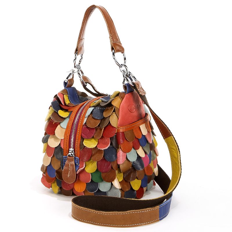 AmeriLeather Feesh Mini Leather Convertible Shoulder Bag, Multicolor