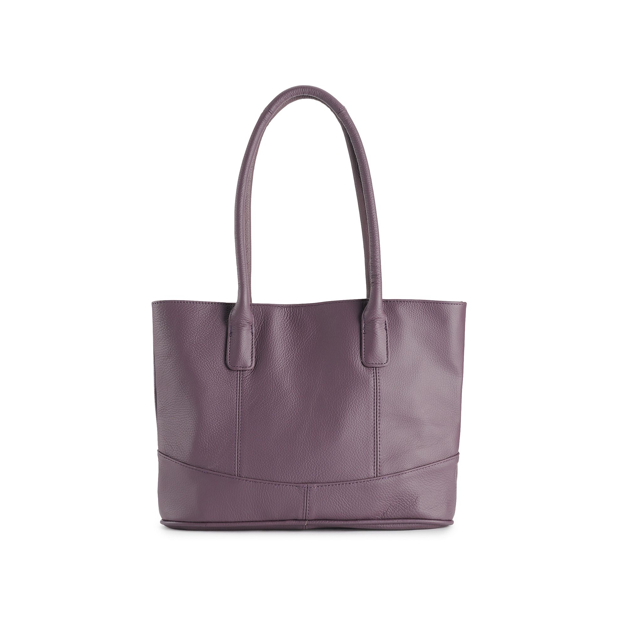 AmeriLeather Casual Leather Tote Bag, Eggplant