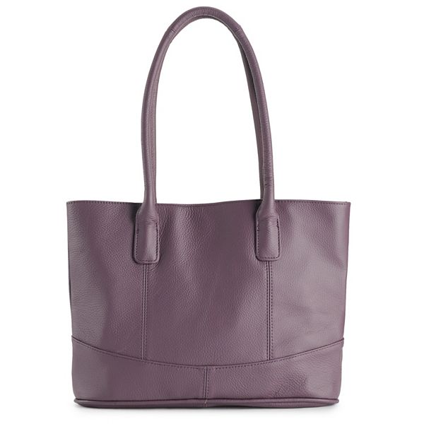 AmeriLeather Casual Leather Tote Bag - Eggplant