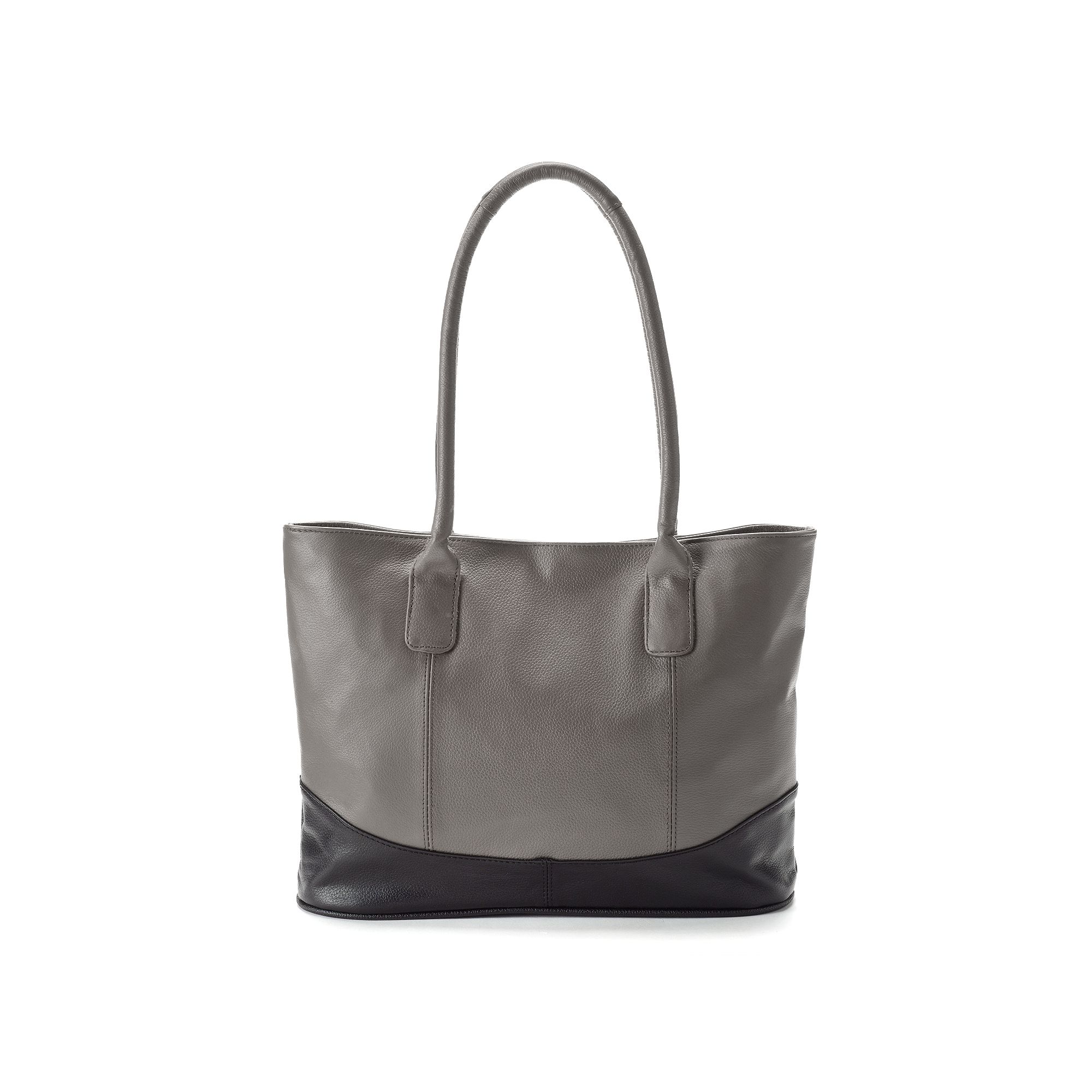 AmeriLeather Casual Leather Tote Bag, Gray Black