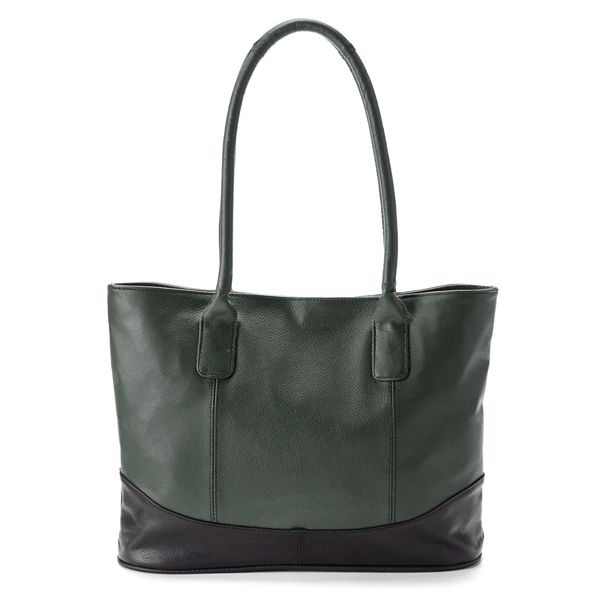 AmeriLeather Casual Leather Tote Bag - Moss Black