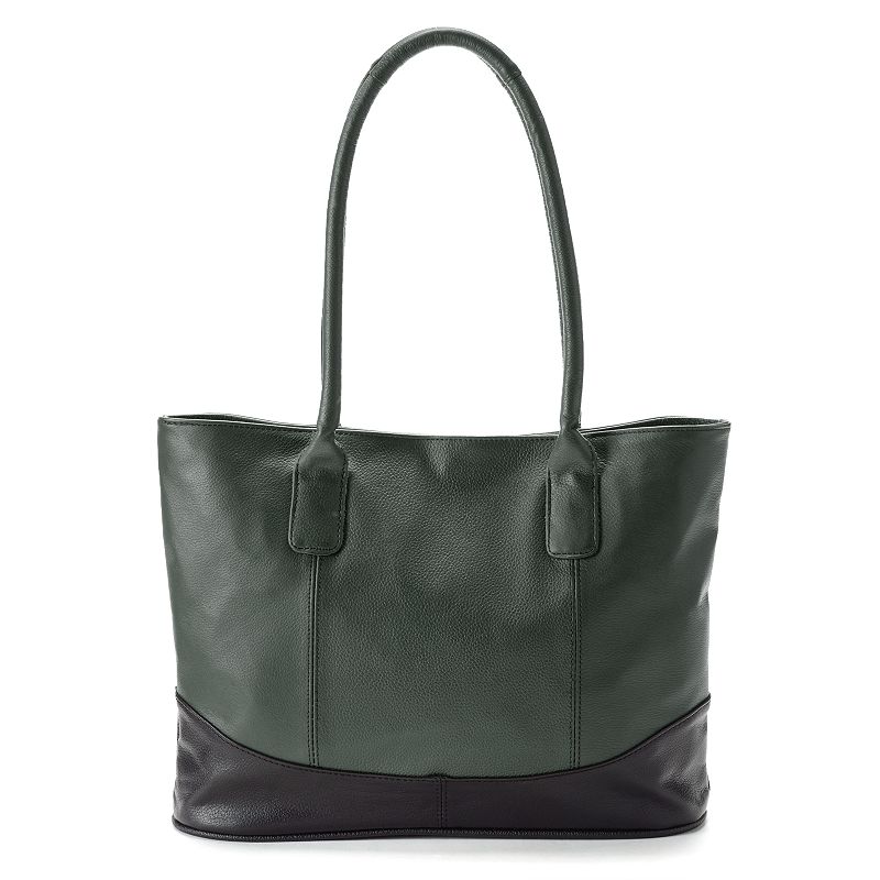 AmeriLeather Casual Leather Tote Bag, Moss Black