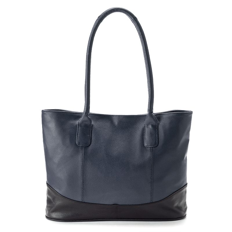 AmeriLeather Casual Leather Tote Bag, Navy Black