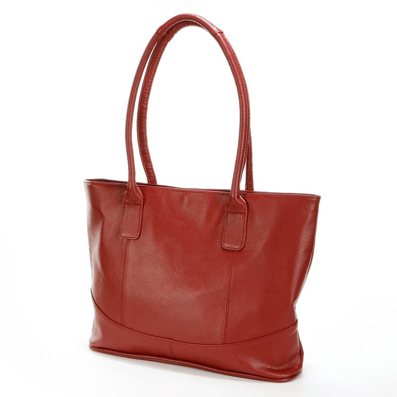 AmeriLeather Casual Leather Tote, Red
