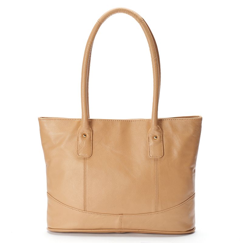 AmeriLeather Casual Leather Tote, Lt Brown