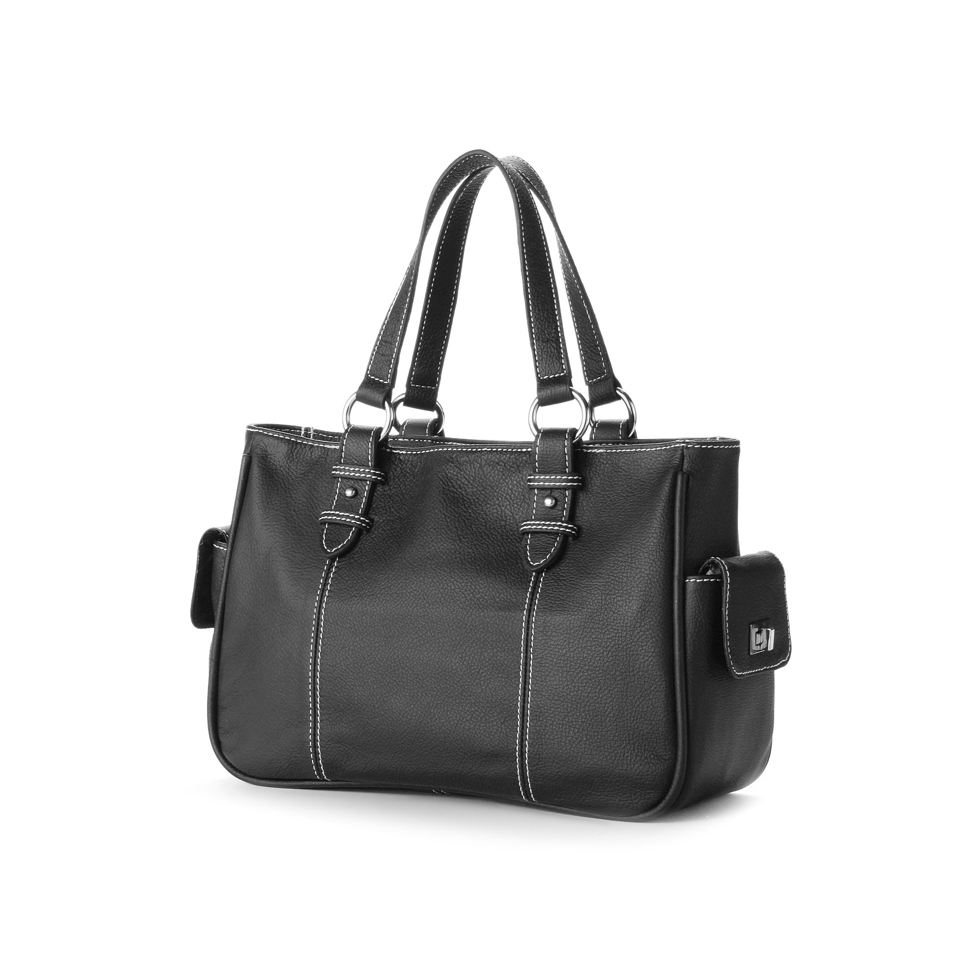 AmeriLeather Sophisticated Leather Shopper, Black