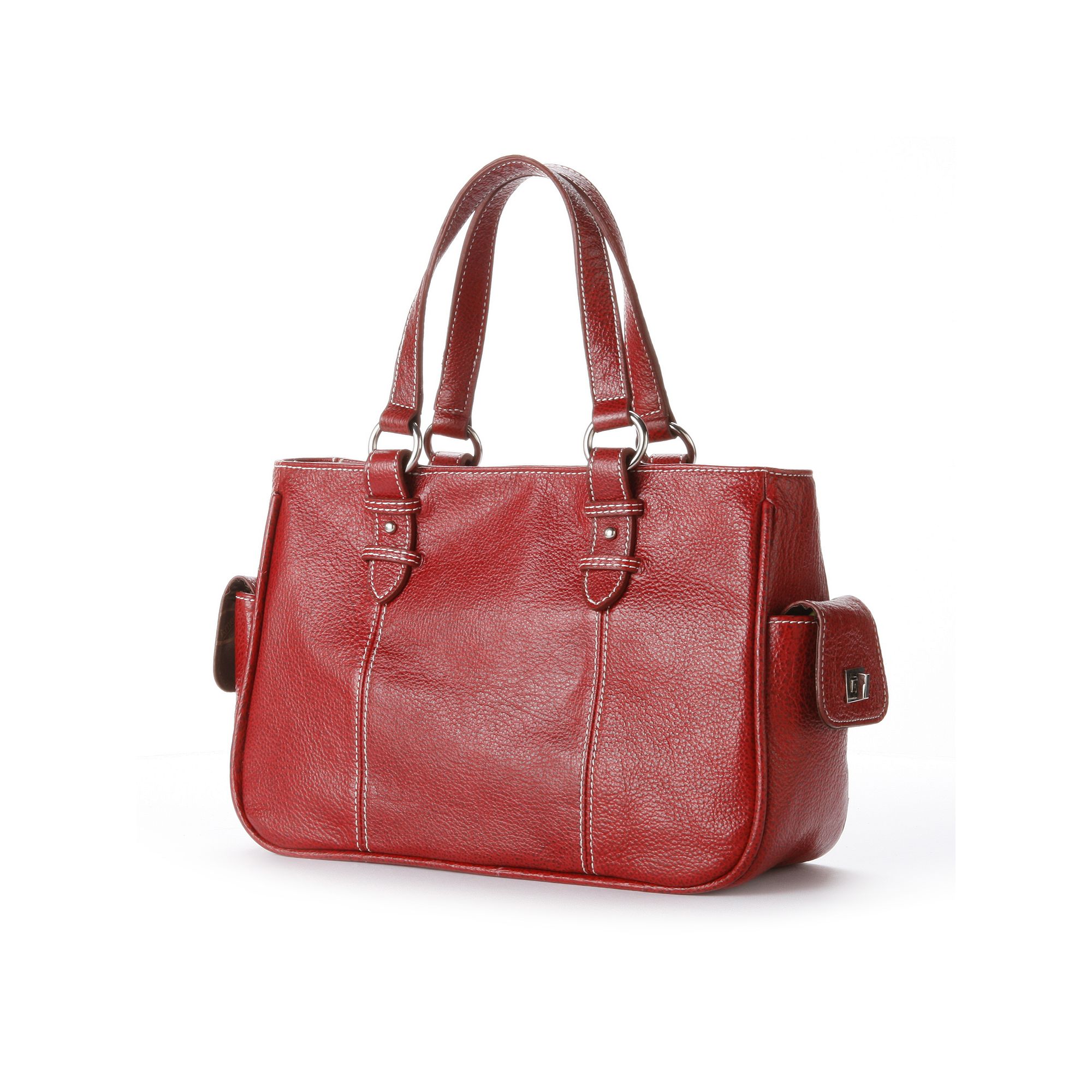 AmeriLeather Sophisticated Leather Shopper, Dark Red
