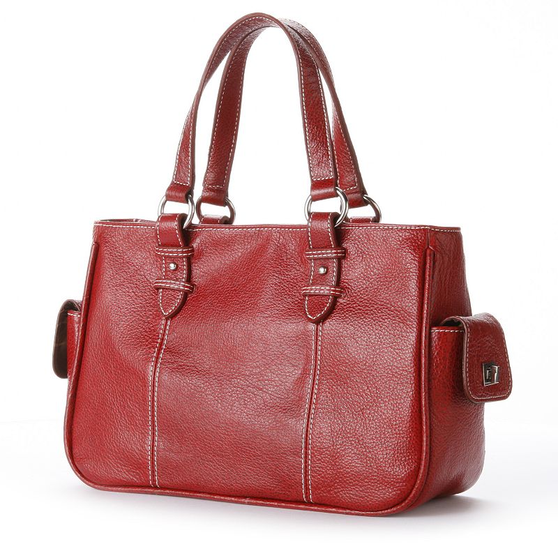 AmeriLeather Sophisticated Leather Shopper, Red
