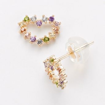 Junior Jewels Kids 14k Gold Cubic Zirconia Heart Stud Earrings
