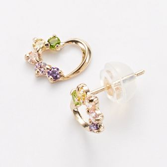 Junior Jewels Kids 14k Gold Cubic Zirconia Heart Stud Earrings