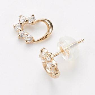 Junior Jewels Kids 14k Gold Cubic Zirconia Heart Stud Earrings