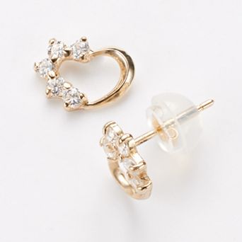 Junior Jewels Kids 14k Gold Cubic Zirconia Heart Stud Earrings