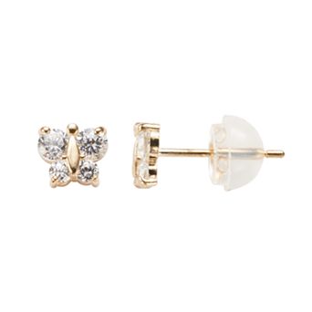 Junior Jewels 14k Kids Gold Cubic Zirconia Butterfly Stud Earrings