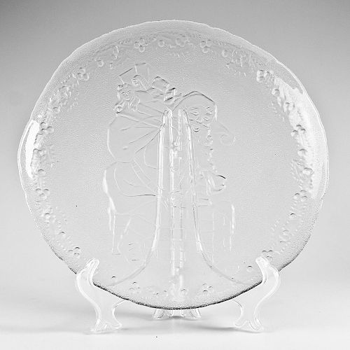 St Nicholas Square Santa Christmas Clear Glass Plate