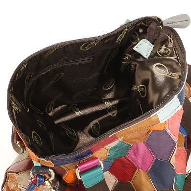 AmeriLeather Miya Leather Honeycomb Patchwork Convertible Shoulder Bag