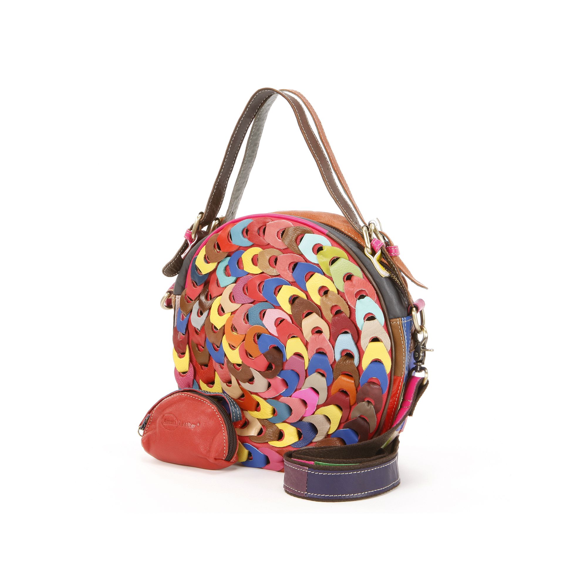AmeriLeather Dream Catcher Convertible Leather Crossbody Bag, Rainbow