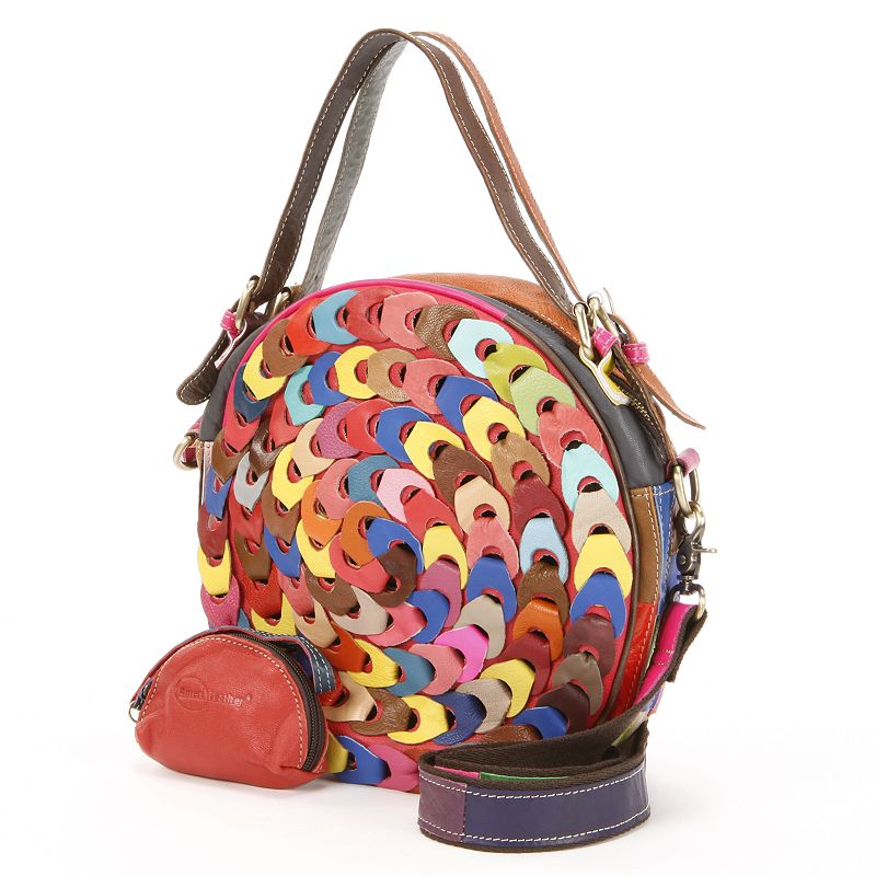 AmeriLeather Dream Catcher Convertible Leather Crossbody Bag, Rainbow