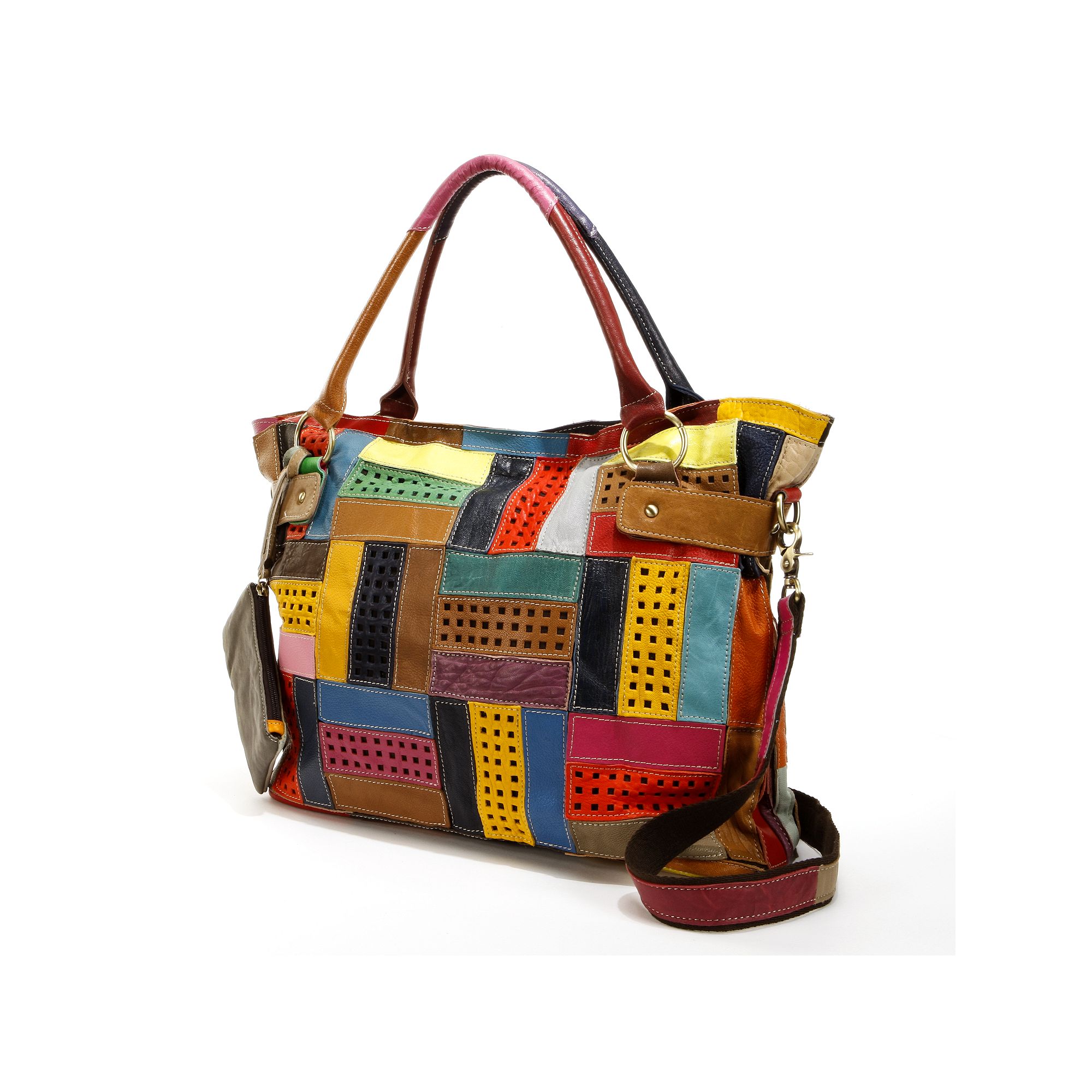 AmeriLeather Rainbow Mazy Leather Convertible Tote